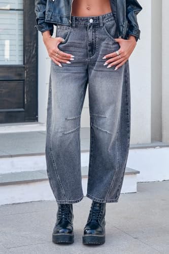 GREAIDEA Mid Rise Barrel Jeans - Image 4