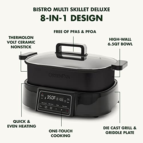 GreenPan 6.5QT Multi-Cooker Skillet Grill & Slow Cooker - Image 3