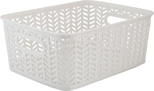 Simplify Herringbone Bin Storage Tote Organizer