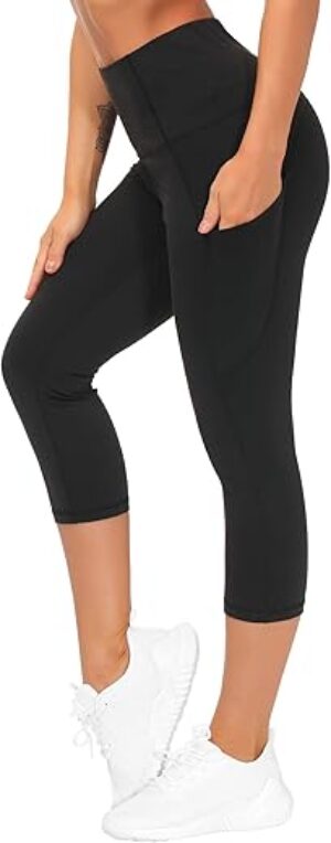 THE GYM PEOPLE High Waist Capris Yoga Pants with Pockets