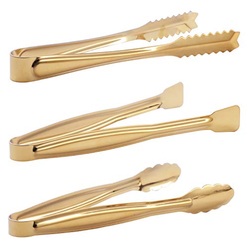HINMAY Gold Plated Mini Serving Tongs, Set of 6 - Image 4