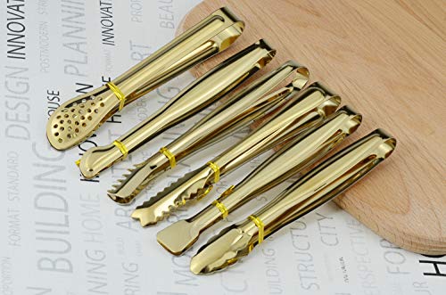 HINMAY Gold Plated Mini Serving Tongs, Set of 6 - Image 5