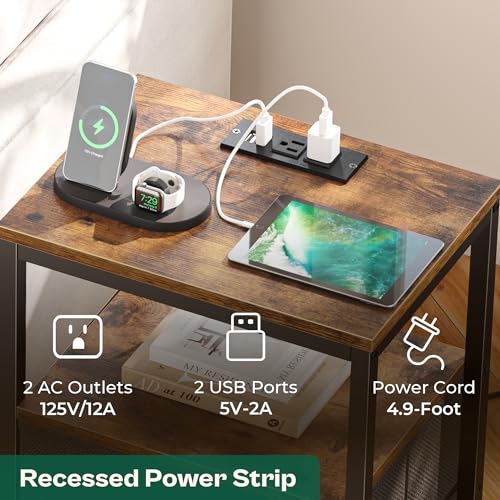 Huuger Rustic Nightstand with Charging Station - Image 4