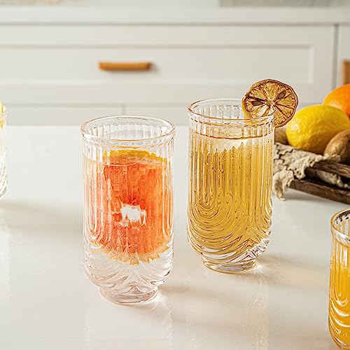 INSETLAN Vintage Ripple Glass Highball Set, 4-piece - Image 3