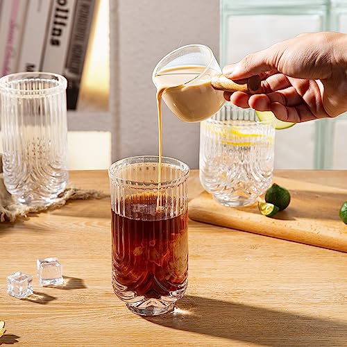 INSETLAN Vintage Ripple Glass Highball Set, 4-piece - Image 4