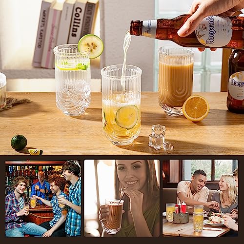 INSETLAN Vintage Ripple Glass Highball Set, 4-piece - Image 5