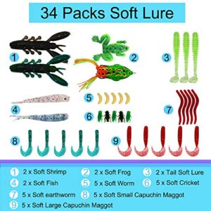 LASOCUHOO 94-Piece Fishing Lures and Bait Kit