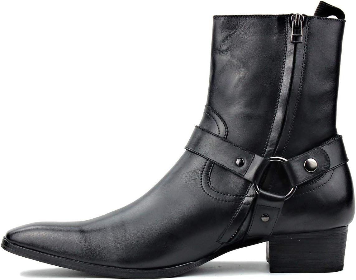 OSSTONE Men's Leather Chelsea Ankle Boots