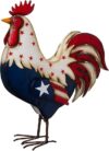 glitzhome Metal Patriotic Rooster Statue for Yard