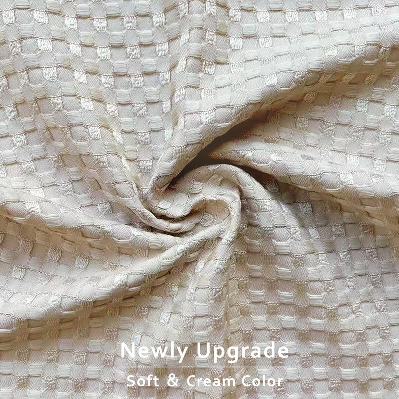 MIYE Cream Pleated Waffle Weave Bed Skirt - Image 2