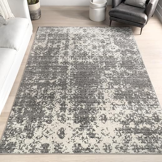 Modern Abstract Grey/Ivory Area Rug, 12x15