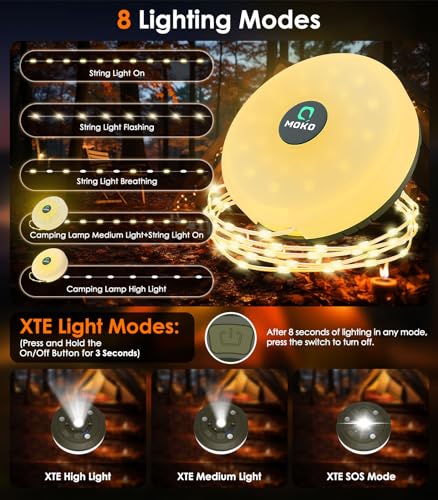 MoKo 2-in-1 Rechargeable Camping String Lights - Image 3