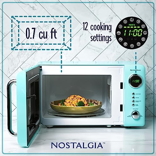 Nostalgia Retro Compact Microwave Oven, 0.7 Cu. Ft., Aqua - Image 2