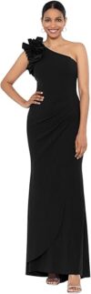 Xscape One Shoulder Ruffle Scuba Crepe Dress