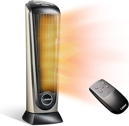 Lasko Oscillating Ceramic Tower Space Heater, Remote Control