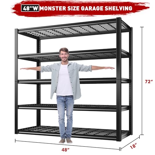 REIBII 48''W Heavy Duty 5-Tier Garage Shelving - Image 2