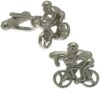 AJ Fashion Jewellery Rhodium Plated Racing Cyclist Cufflinks