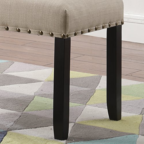 Roundhill Furniture Fabric Dining Bench with Nailhead Trim - Image 3