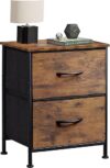 WLIVE Rustic Brown 2-Drawer Nightstand with Bins