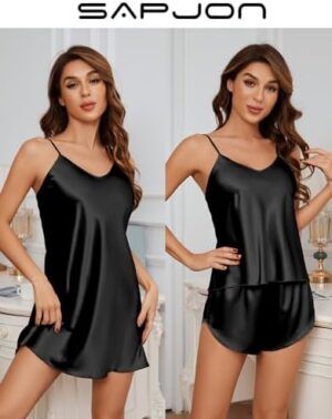 SAPJON Silk Pajamas 5Pcs Sleepwear Loungewear Set