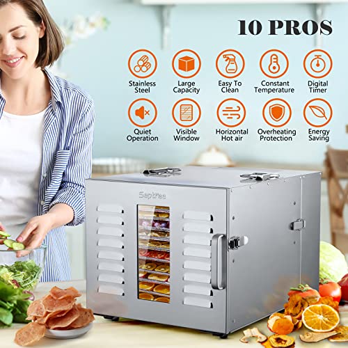 Septree 10-Tray Stainless Steel Food Dehydrator - Image 2