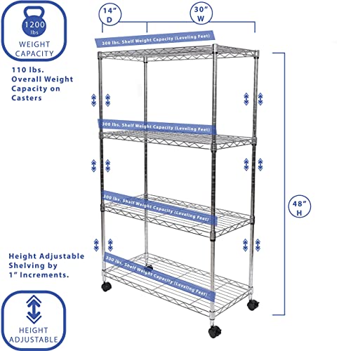 Seville Classics 4-Tier Adjustable Steel Wire Shelving Unit - Image 2
