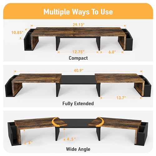 Simple Houseware Dual Monitor Stand Riser with Drawer - Image 3