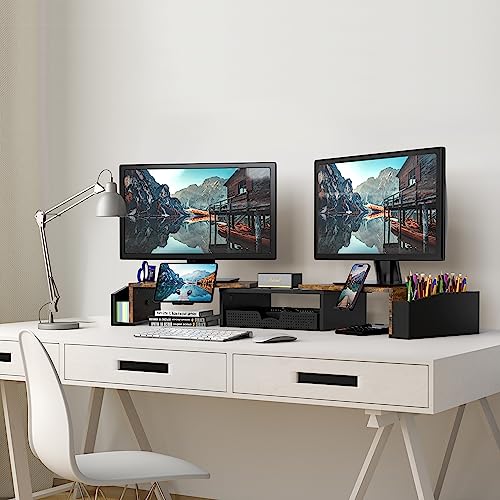 Simple Houseware Dual Monitor Stand Riser with Drawer - Image 5