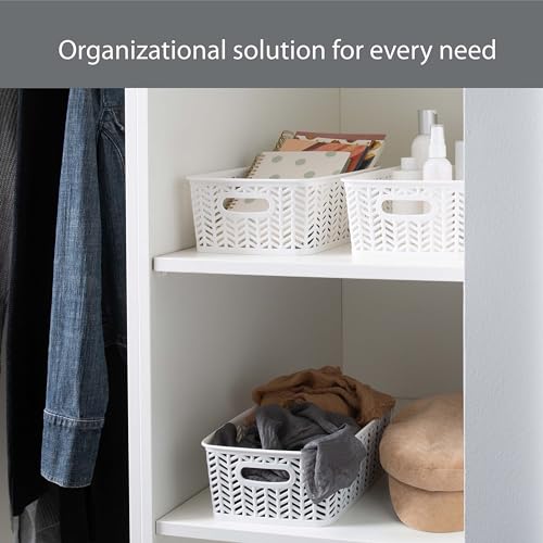 Simplify Herringbone Bin Storage Tote Organizer - Image 4