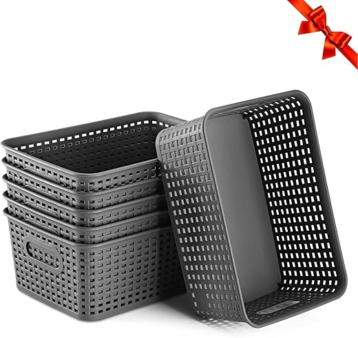 AREYZIN Small Plastic Storage Bins, Set of 6