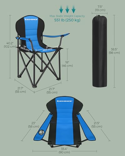 SONGMICS Folding Camping Chair, Supports 551 lb, with Sponge Seat - Image 3