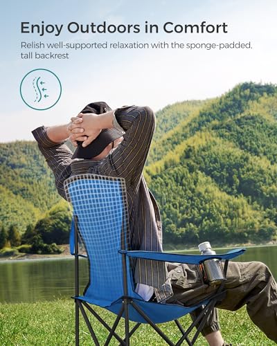 SONGMICS Folding Camping Chair, Supports 551 lb, with Sponge Seat - Image 4