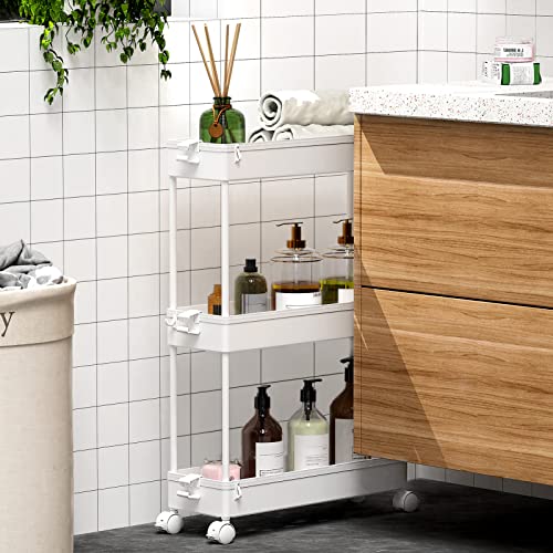 SPACEKEEPER Slim Rolling 3-Tier Storage Cart - Image 5