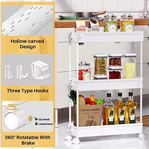 SPACEKEEPER Slim Rolling 3-Tier Storage Cart - Image 2