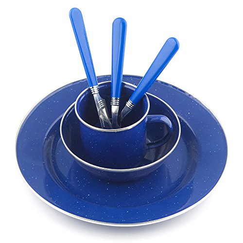 Stansport 24-Piece Enamel Camping Tableware Set - Image 3