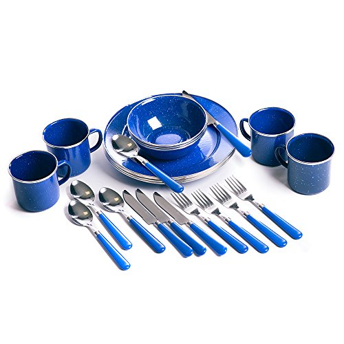 Stansport 24-Piece Enamel Camping Tableware Set - Image 4