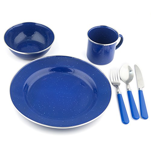 Stansport 24-Piece Enamel Camping Tableware Set - Image 2