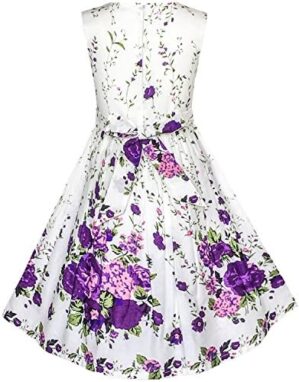 Sunny Fashion Rose Flower Double Bow Sundress
