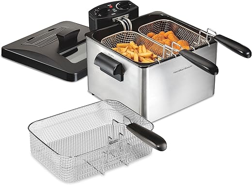 Hamilton Beach Triple Basket Electric Deep Fryer, 4.7 Quarts