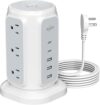 AiJoy USB C Flat Plug Power Strip Tower