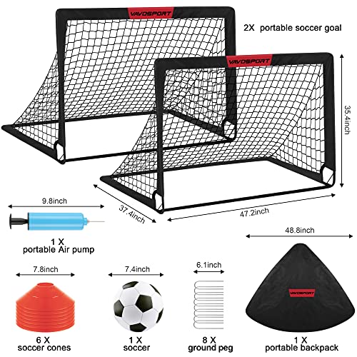 VAVOSPORT Portable Kids Soccer Goals Set - Image 2