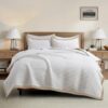 Bonlino White Striped Queen Quilt Set with Shams