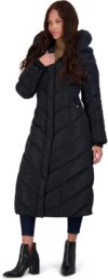 Steve Madden Long Chevron Maxi Puffer Coat