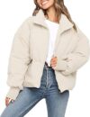 ZESICA Warm Baggy Cropped Puffer Jacket