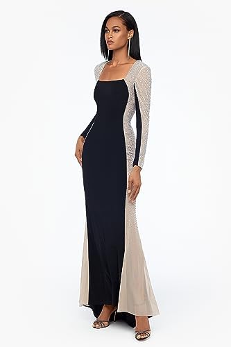 Xscape Long Sleeve Caviar Beaded Mesh Dress - Image 2