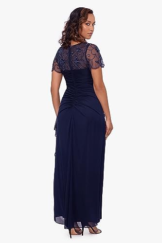 Xscape Beaded Sequin Illusion Neckline Dress - Image 2
