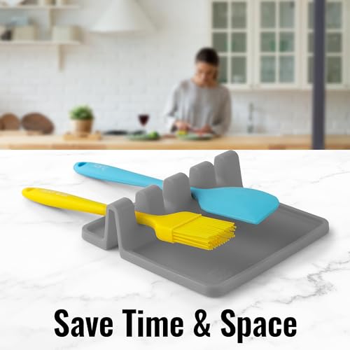 Zulay Kitchen Silicone Heat-Resistant Spoon Rest with Drip Pad - Image 4