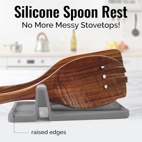 Zulay Kitchen Silicone Heat-Resistant Spoon Rest with Drip Pad - Image 5