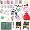 SOTOGO 34 Pieces Doll House School Supplies