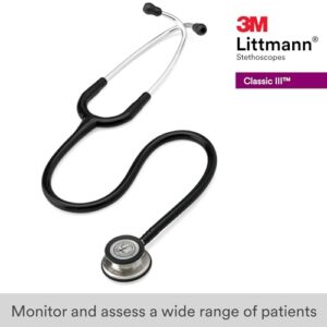 3M Littmann Classic III Monitoring Stethoscope, 5620, 27″ Black Tube